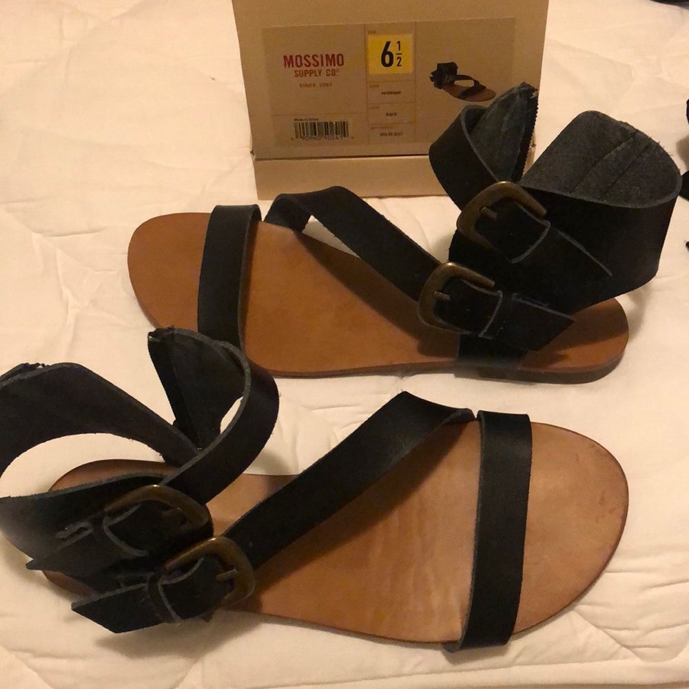 Black Buckle Sandals